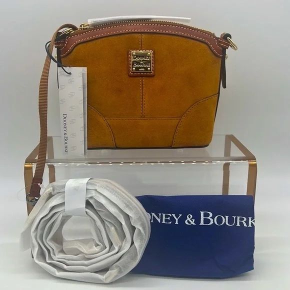 Dooney & Bourke Suede Mini Domed Crossbody Honey - Picture 1 of 15